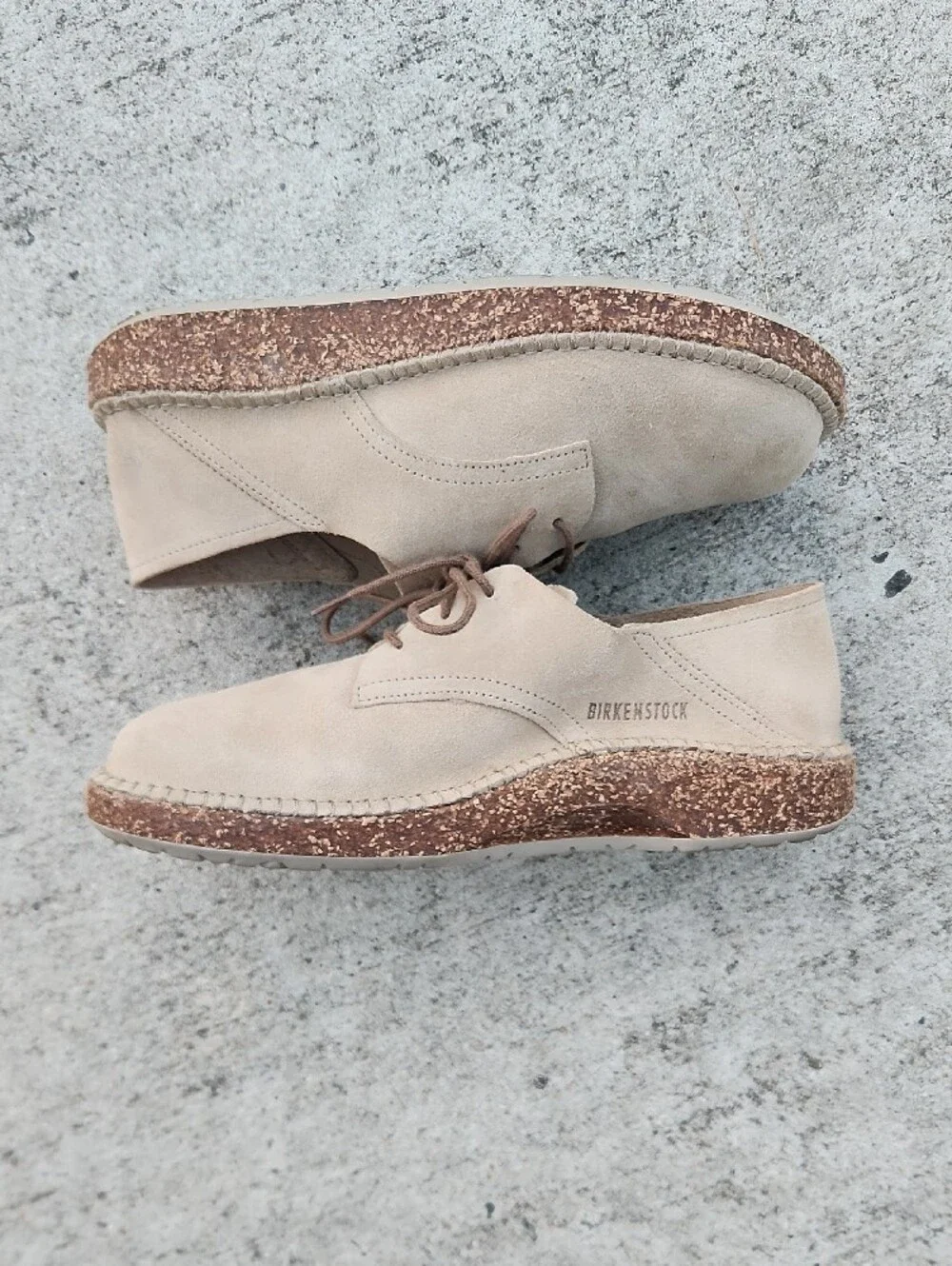 Birkenstock Men's Suede Derby Shoes in Beige,Size 41